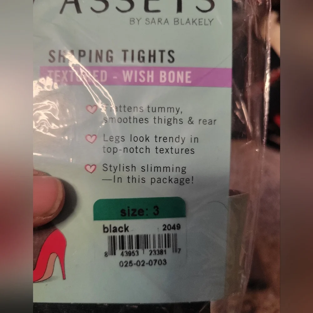 Assets by‎ Spanx Black Textured Wish Bone Shaping Tights